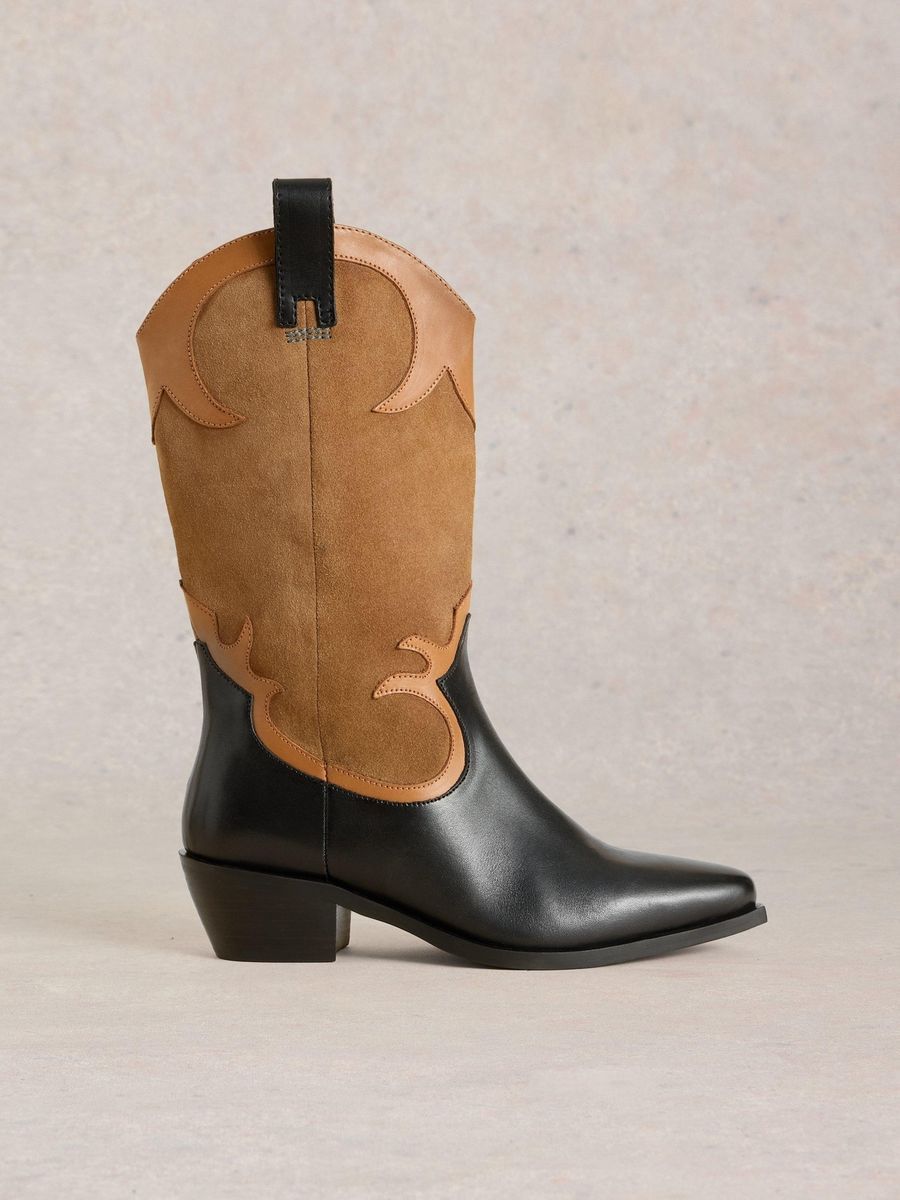 Zweifarbige Stiefel im Westernstil