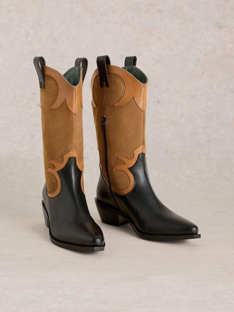 Zweifarbige Stiefel im Westernstil