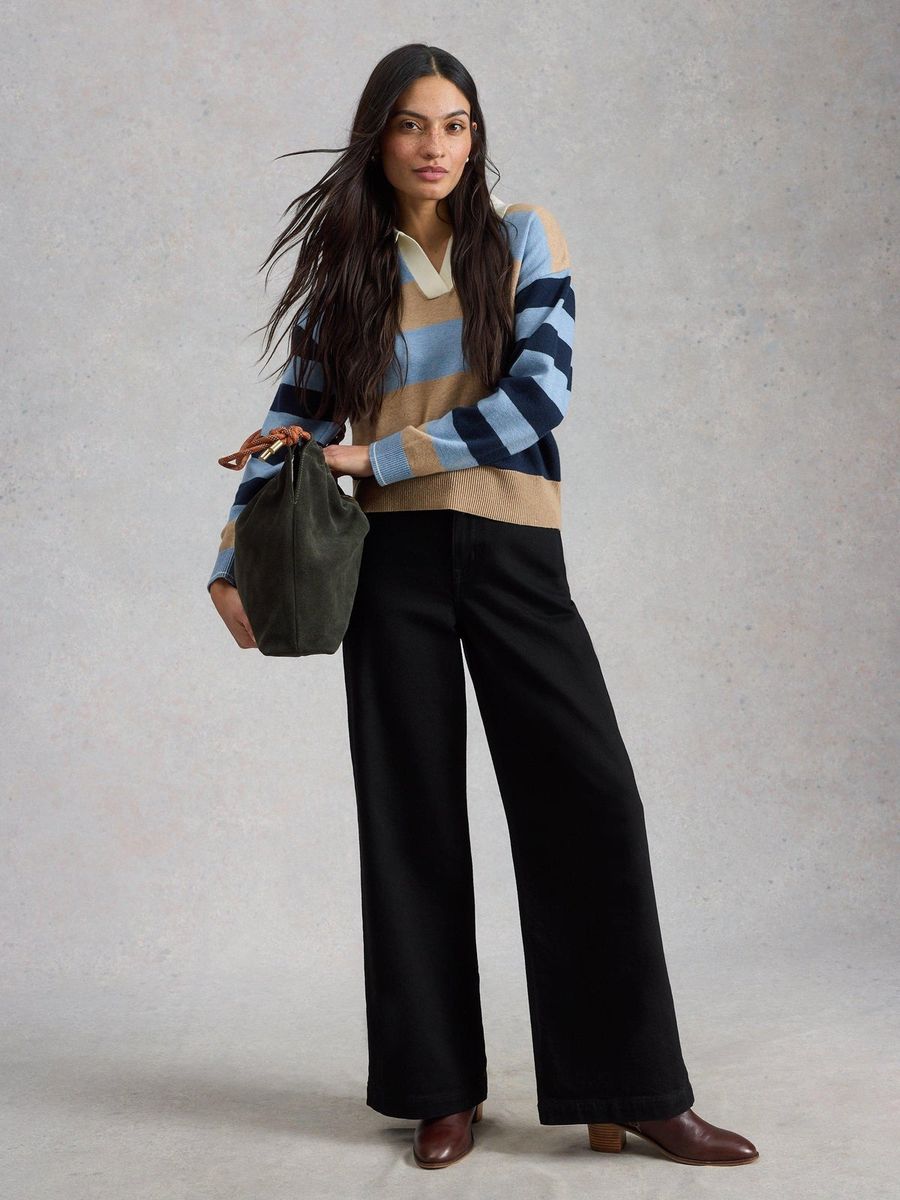 Hochtaillierte Jeans mit weitem Bein