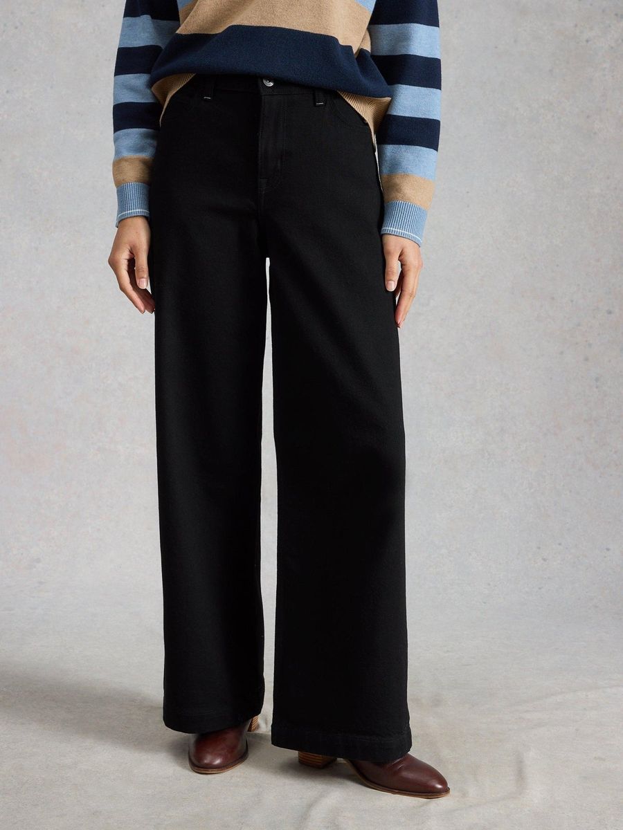 Hochtaillierte Jeans mit weitem Bein