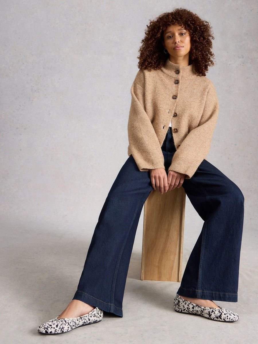 Hochtaillierte Jeans mit weitem Bein