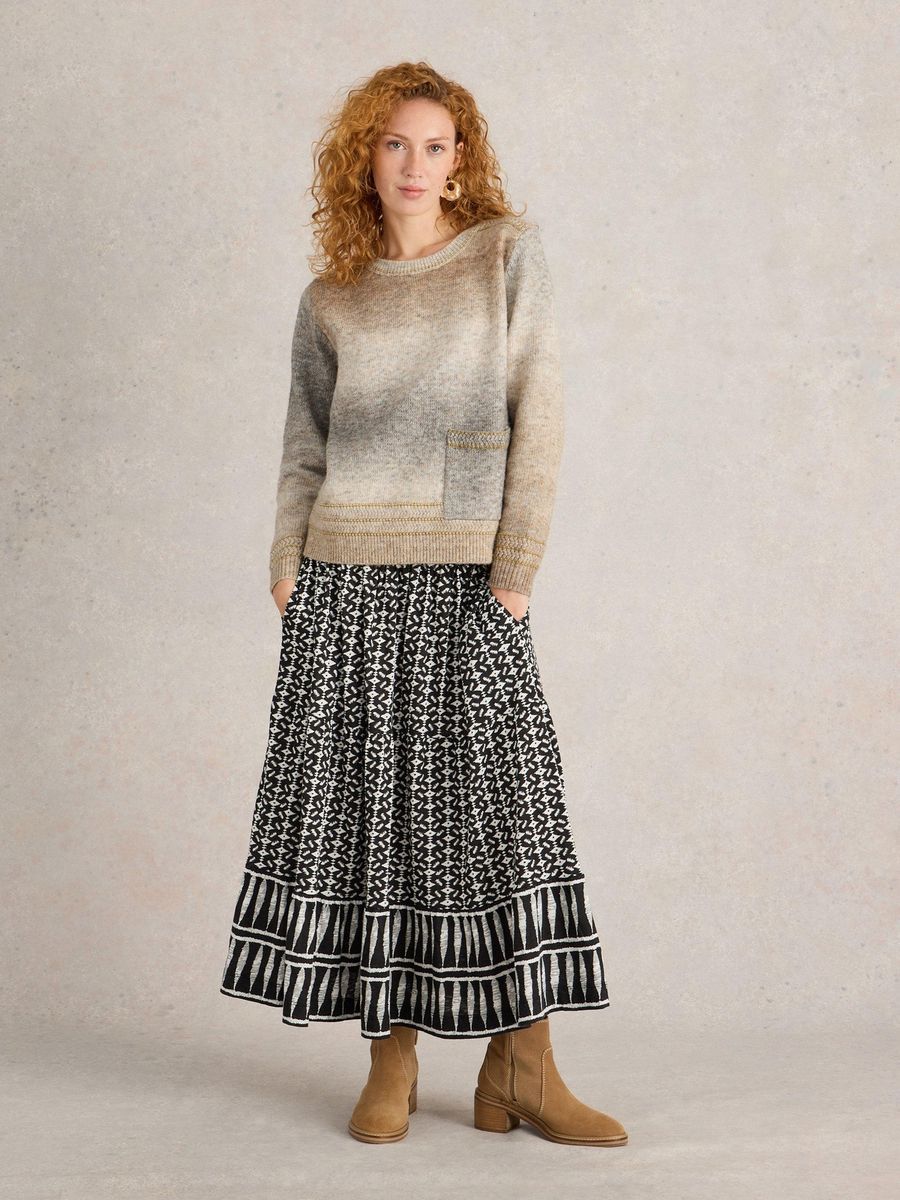 Strickpullover mit Ombre-Färbung und Taschendetail