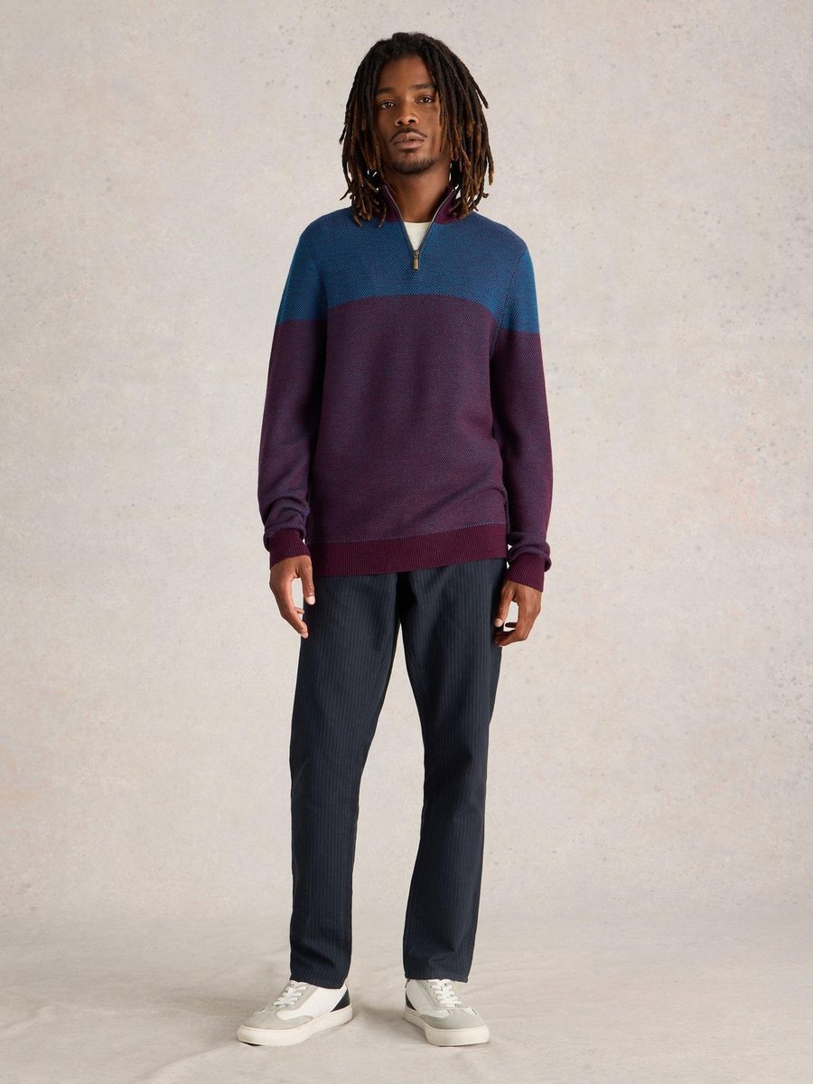 Herren Zweifarbiger Pullover mit Trichterkragen