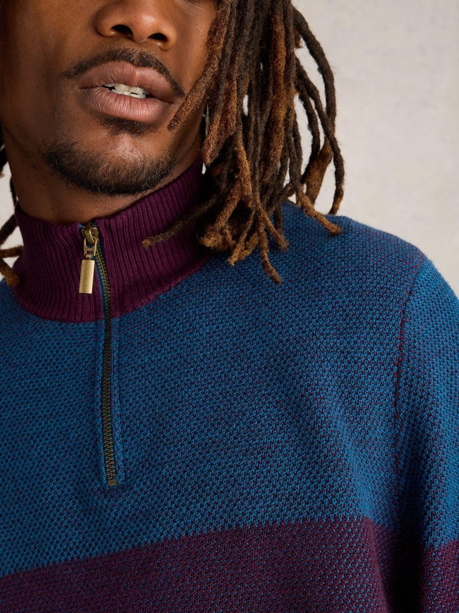 Herren Zweifarbiger Pullover mit Trichterkragen