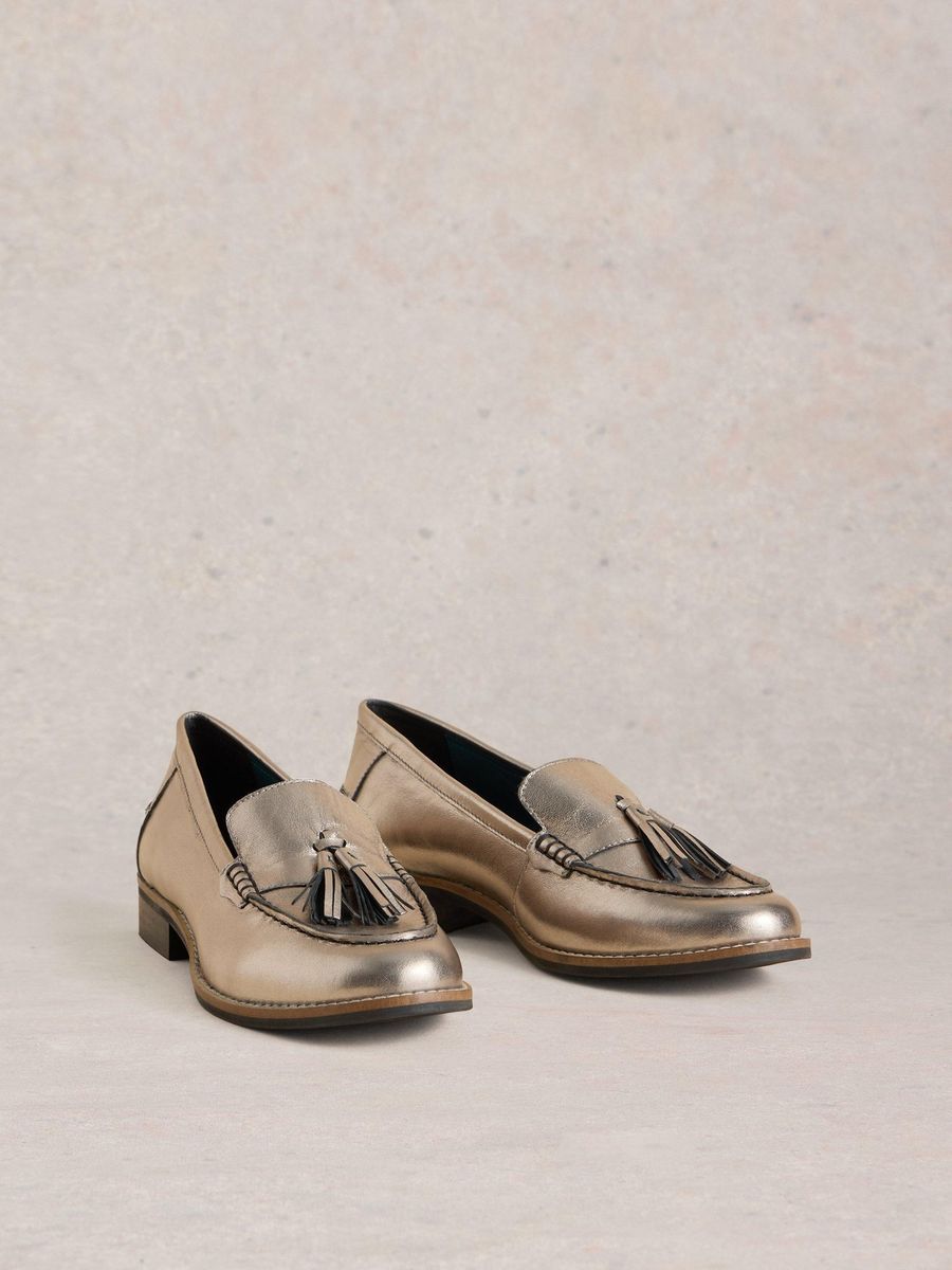 Metallische Quasten-Loafer Klassisches Design