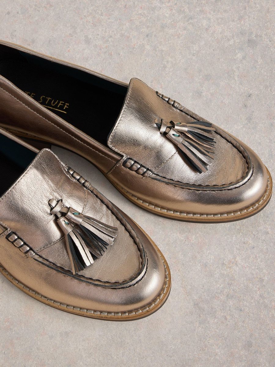 Metallische Quasten-Loafer Klassisches Design