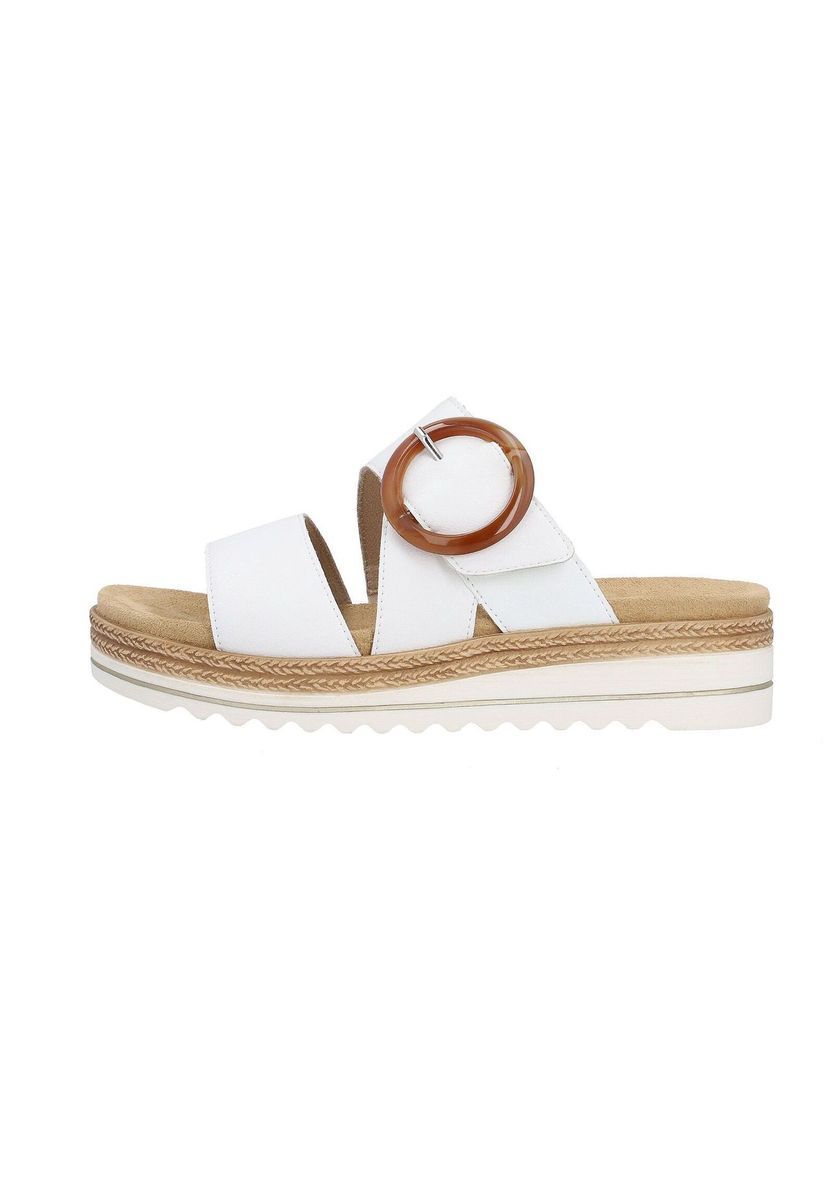 Weiße Plateau-Pantolette aus Leder