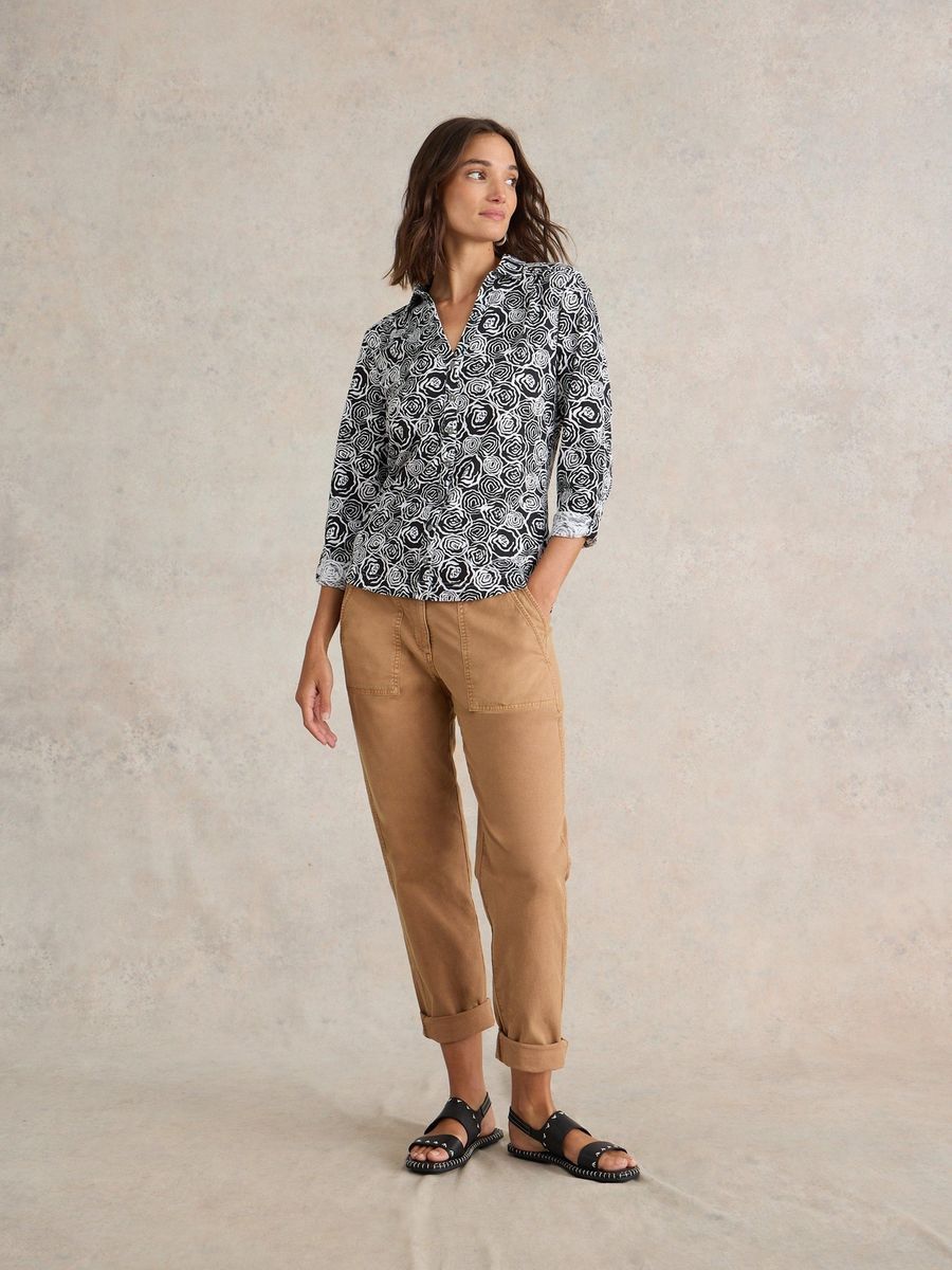 Jerseybluse aus Baumwolle mit Blumendruck
