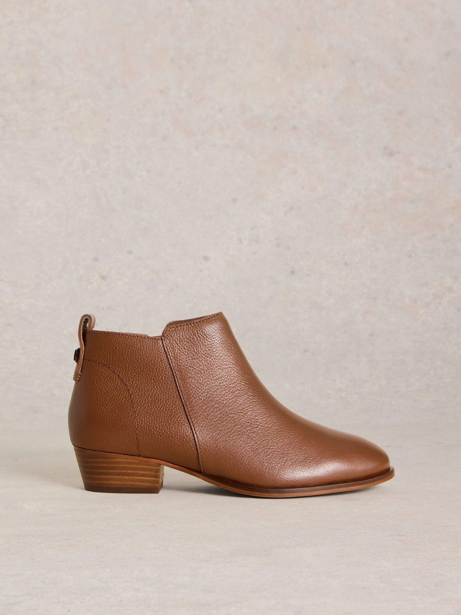 Leder-Stiefeletten mit Blockabsatz