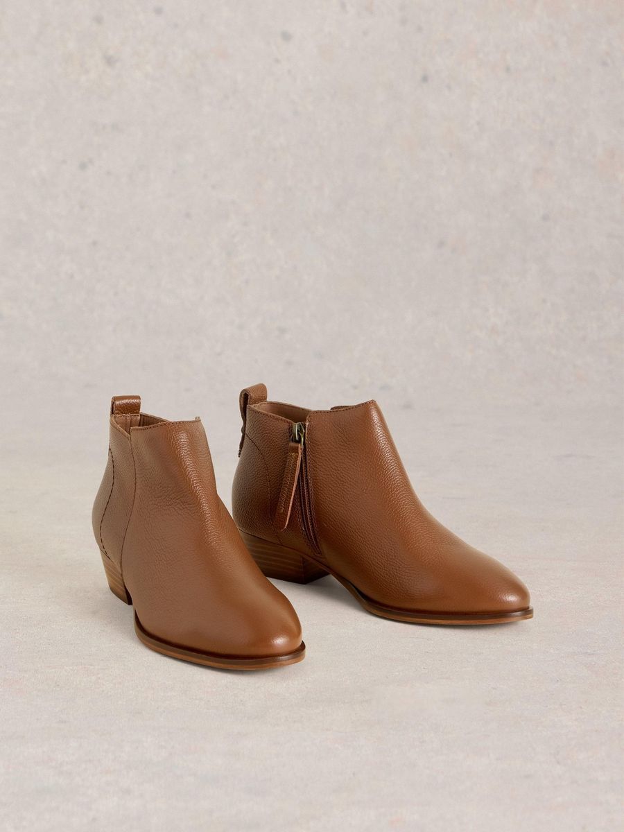 Leder-Stiefeletten mit Blockabsatz