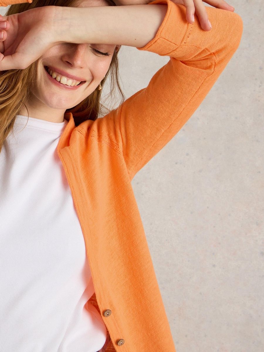Strickjacke aus Leinenmischung mit 3/4-Ärmeln