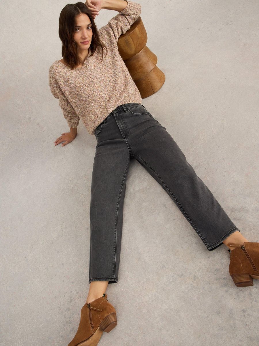 Mom Jeans mit schmal zulaufendem Bein