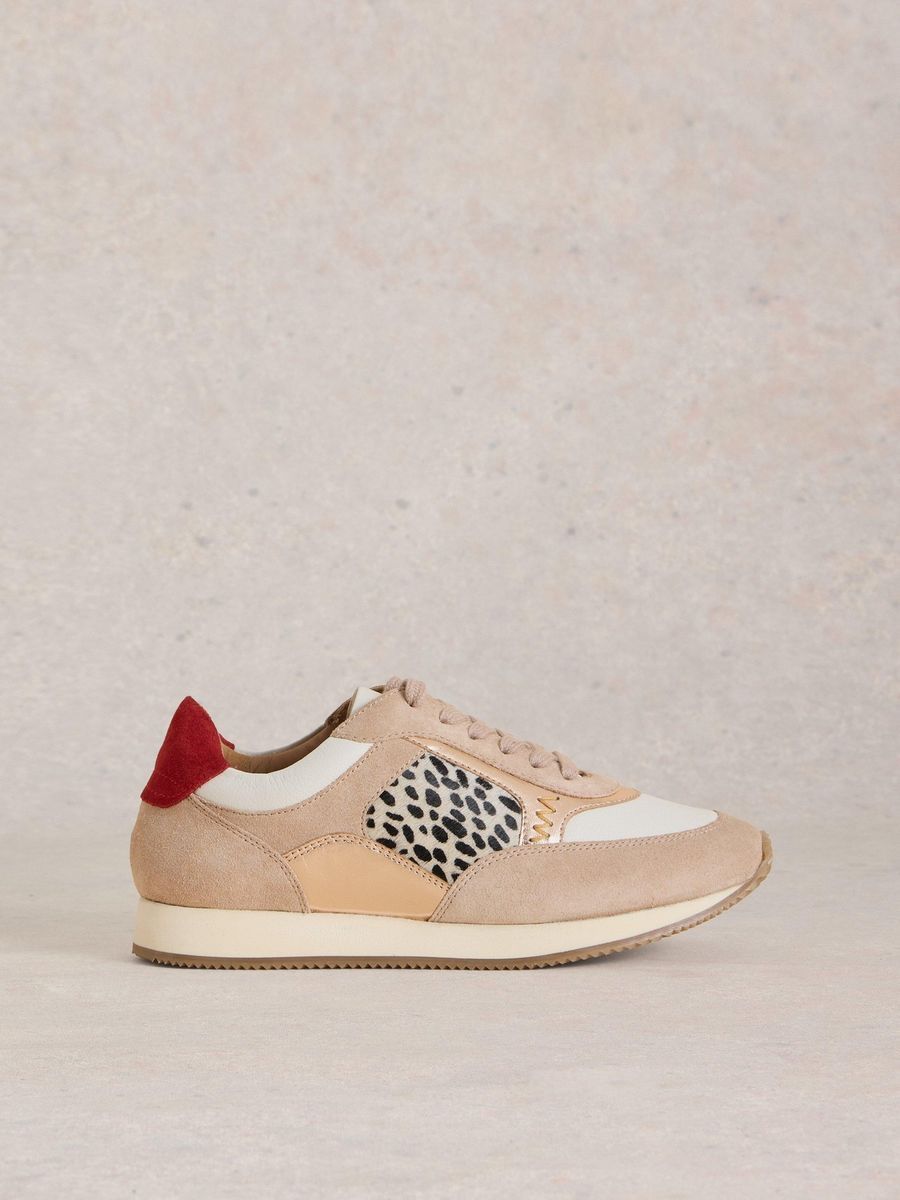 Sneaker mit Leopardenmuster und Strukturmix