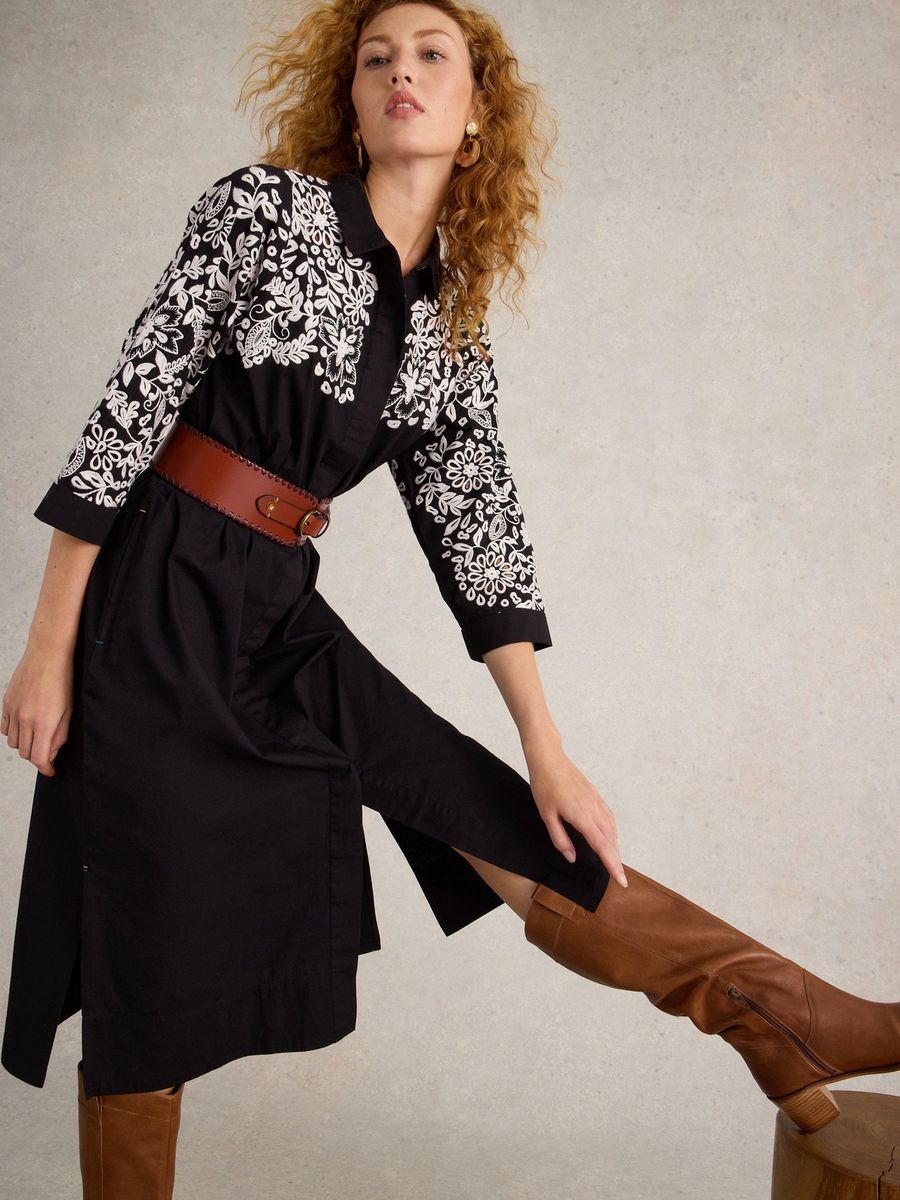 Besticktes Blusenkleid aus Bio-Baumwolle