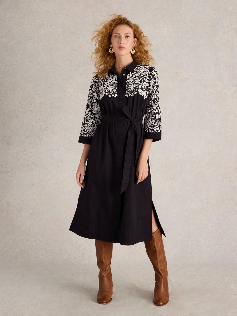 Besticktes Blusenkleid aus Bio-Baumwolle
