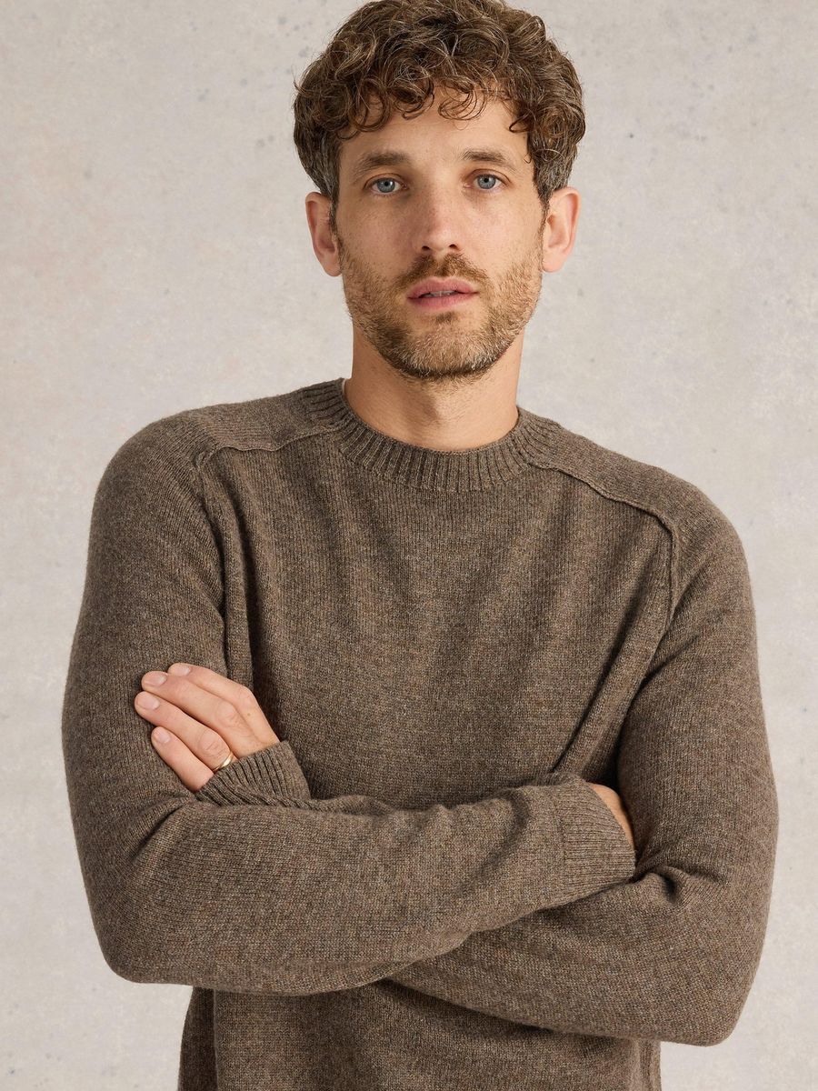 Klassischer Rundhals Pullover aus Lamwollmischung