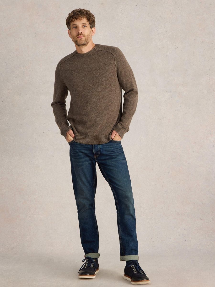 Klassischer Rundhals Pullover aus Lamwollmischung