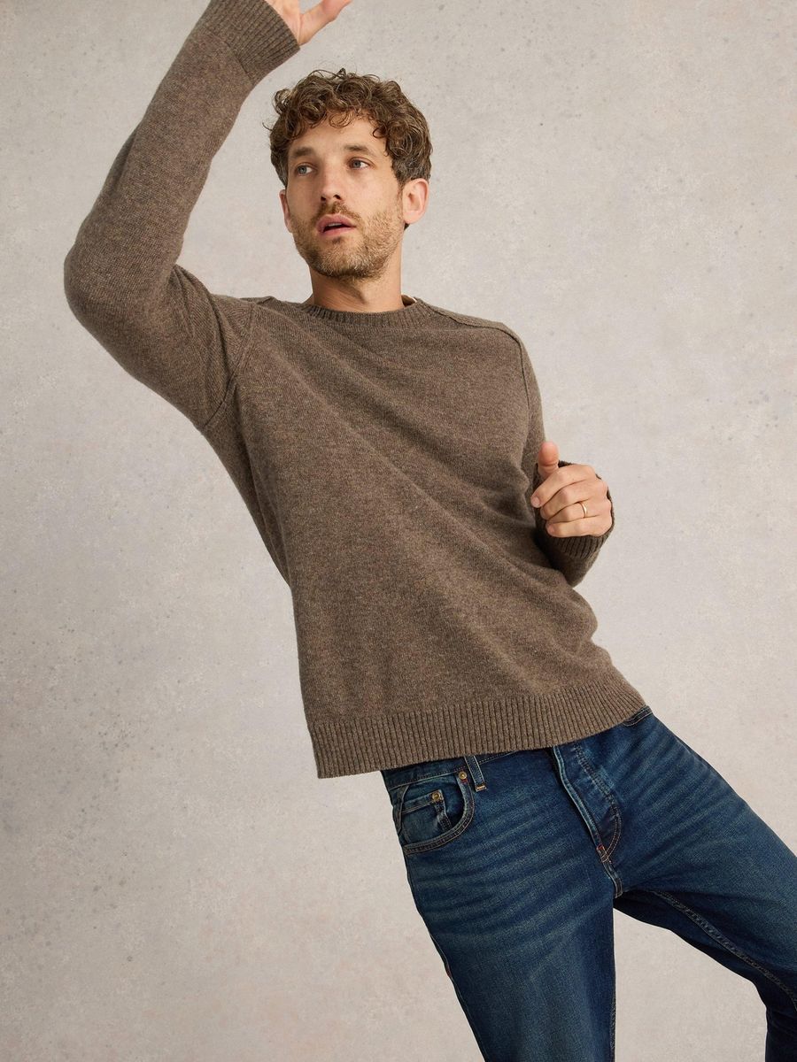 Klassischer Rundhals Pullover aus Lamwollmischung