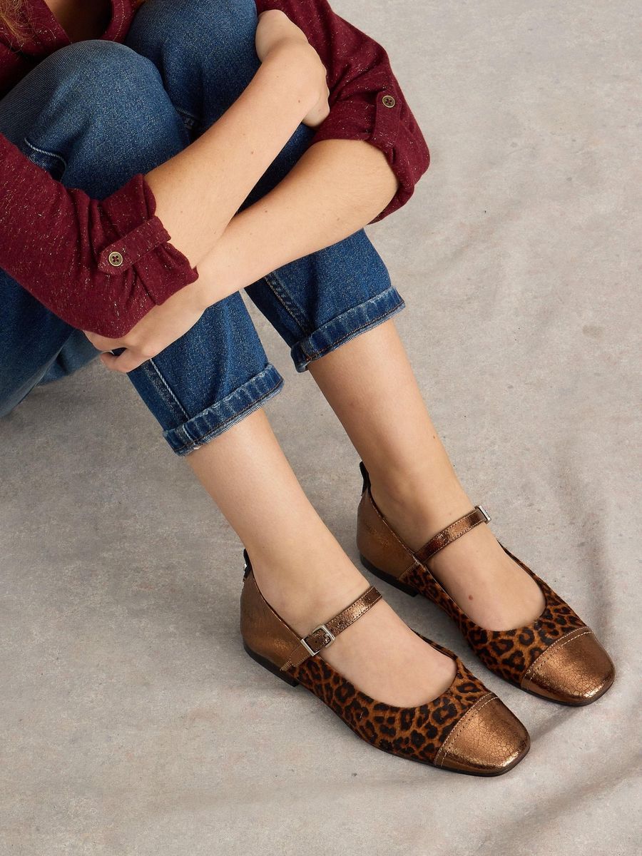 Mary Jane Ballerinas mit Leopardenmuster