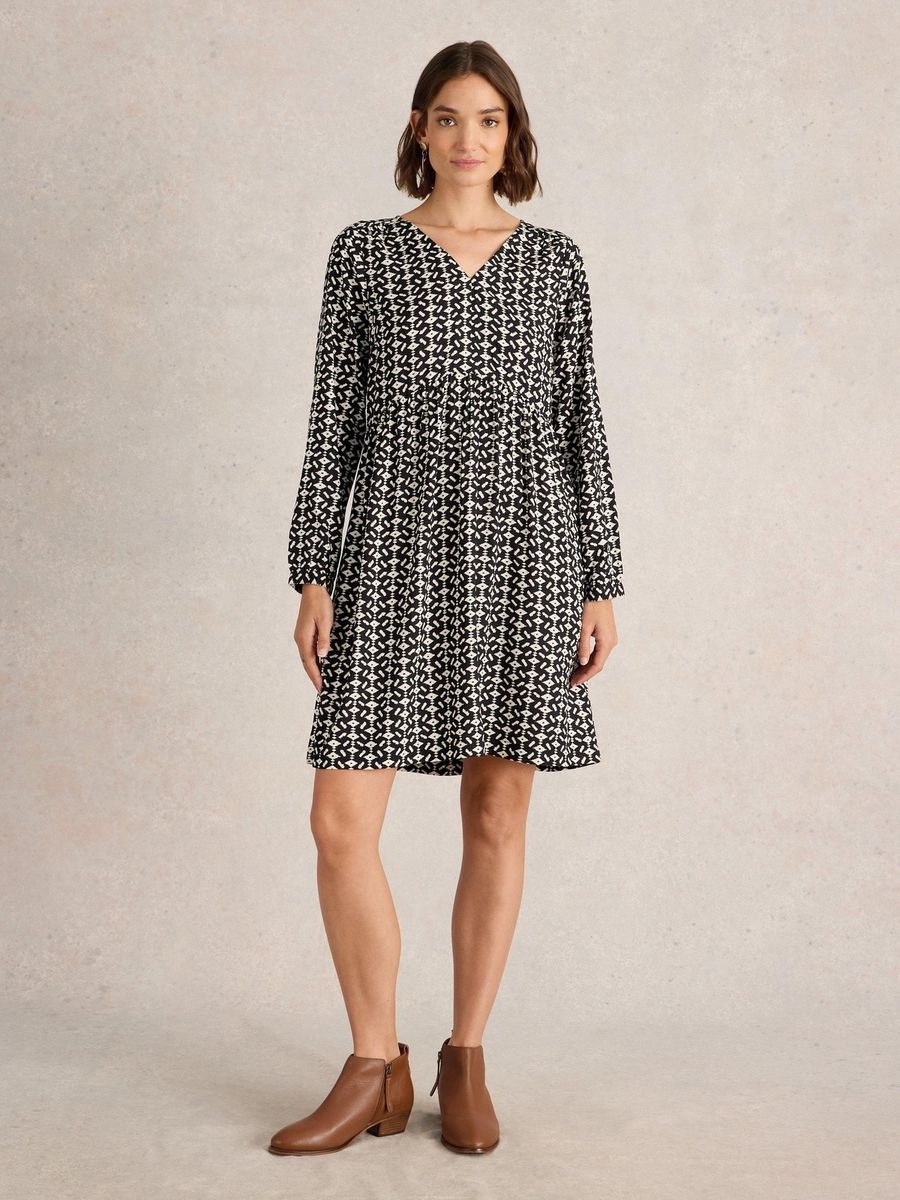 Locker geschnittenes Mini-Kleid mit langen Ärmeln