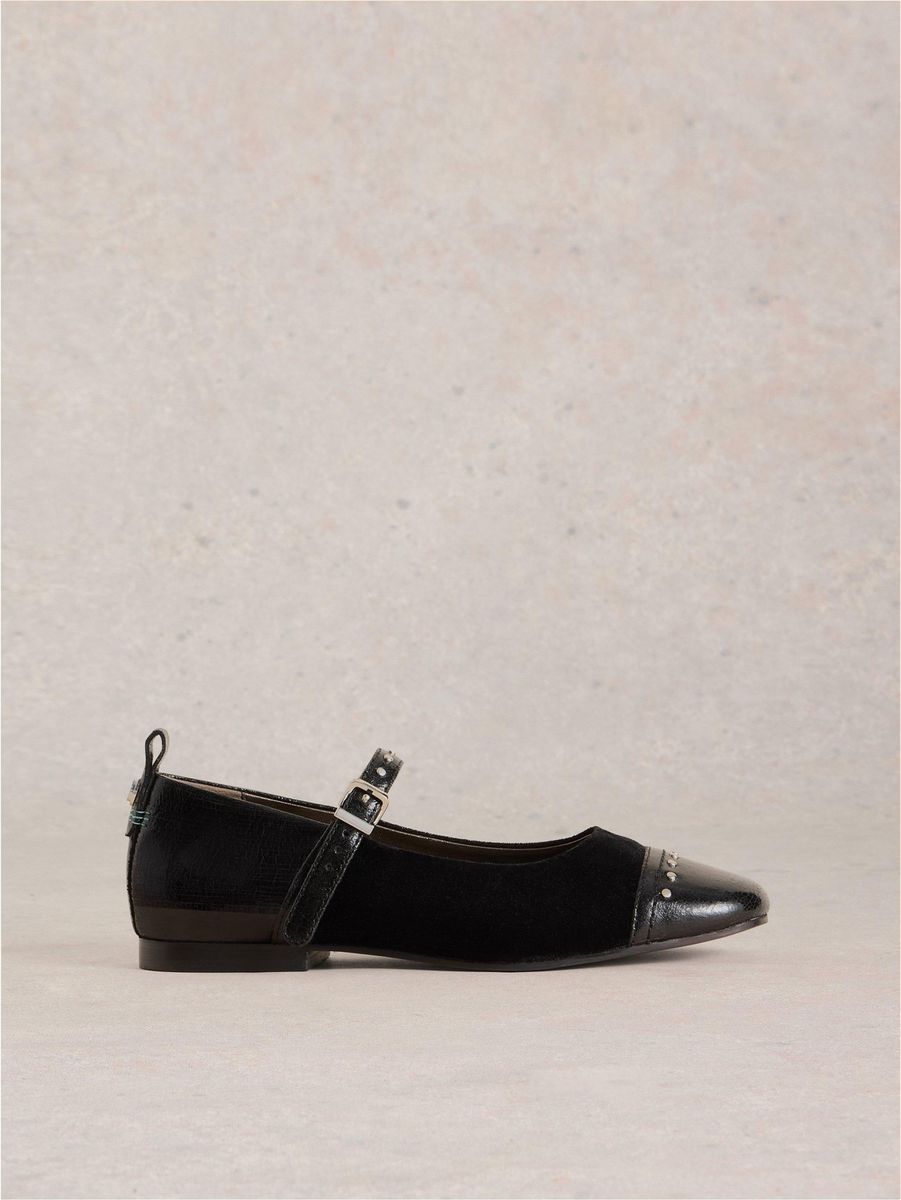 Schwarze Mary Jane Ballerinas aus Samt