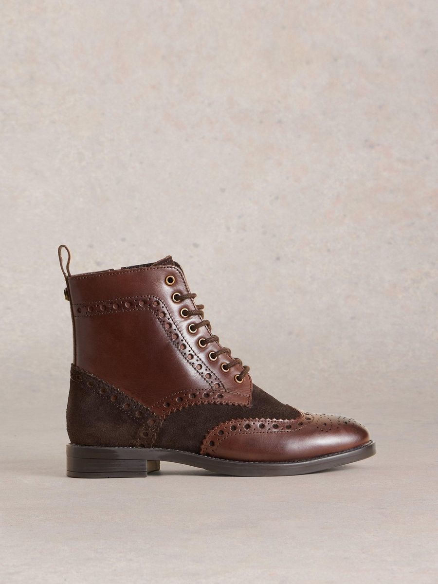 Leder Budapester Schnürstiefelette