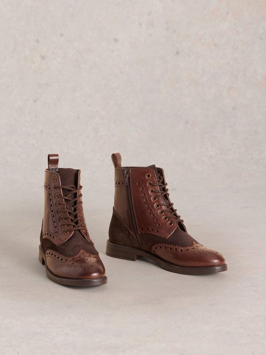 Leder Budapester Schnürstiefelette