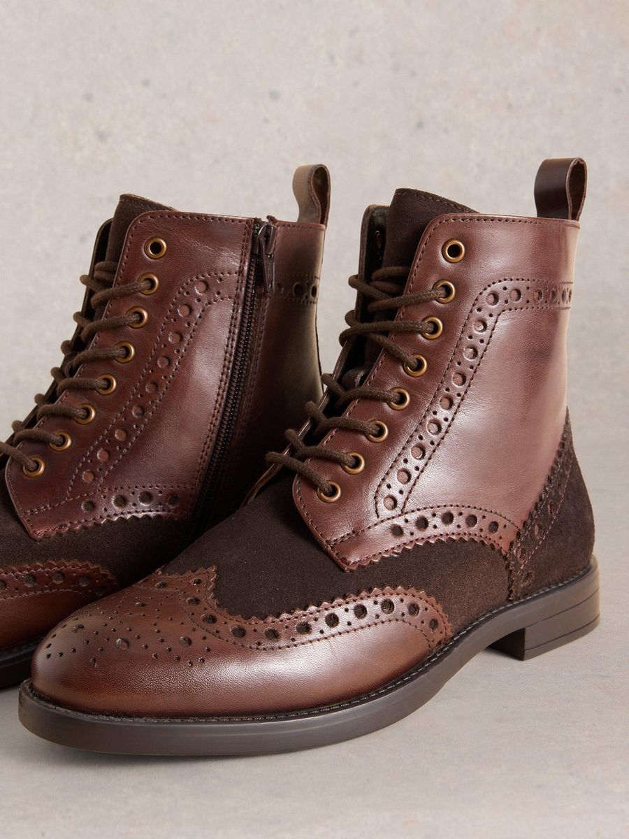 Leder Budapester Schnürstiefelette