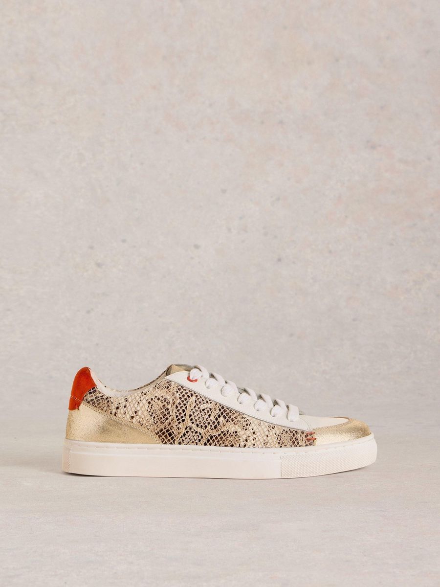 Leder-Sneaker mit Schlangenmuster