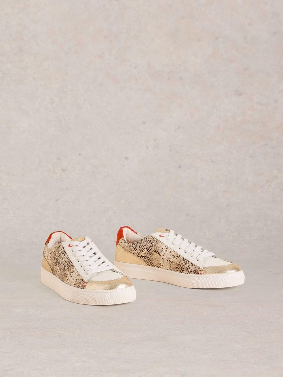 Leder-Sneaker mit Schlangenmuster