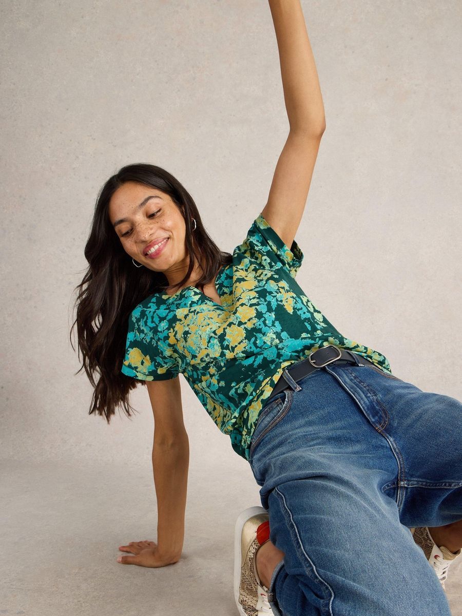 T-Shirt mit Blumenmuster aus Bio-Baumwolle