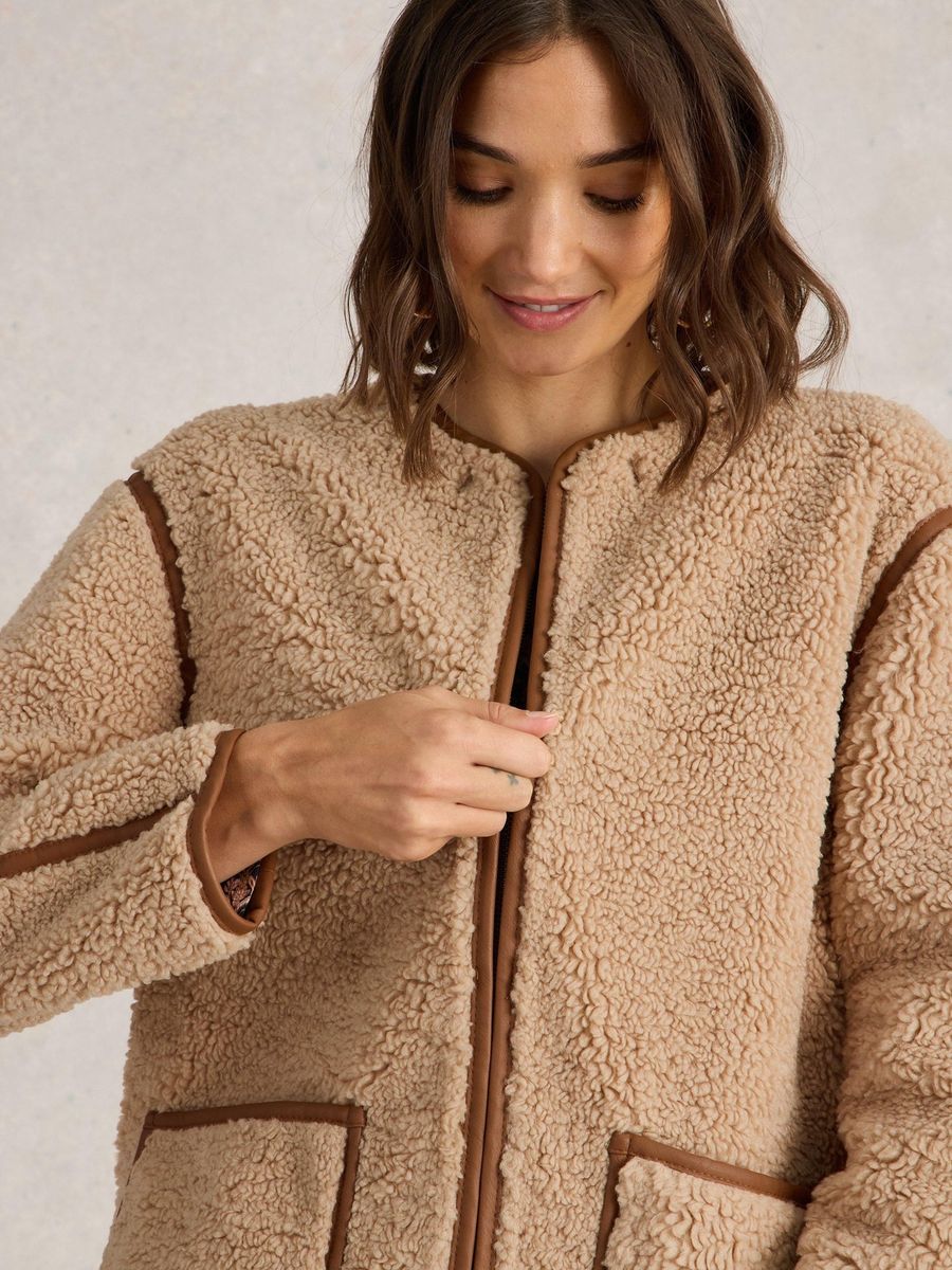 Teddyfleece-Jacke mit Zierdetails