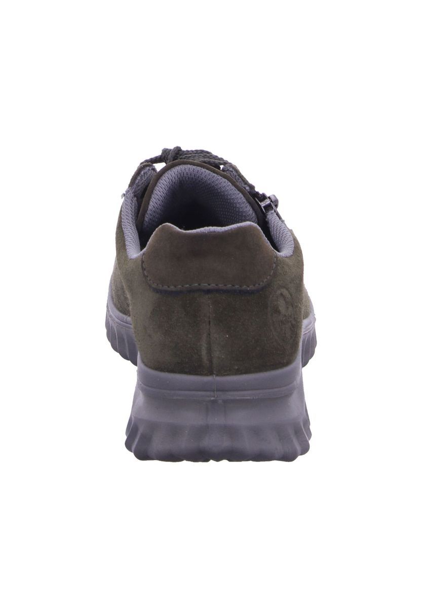 Olivefarbener Wildleder Keilabsatz Schnürsneaker