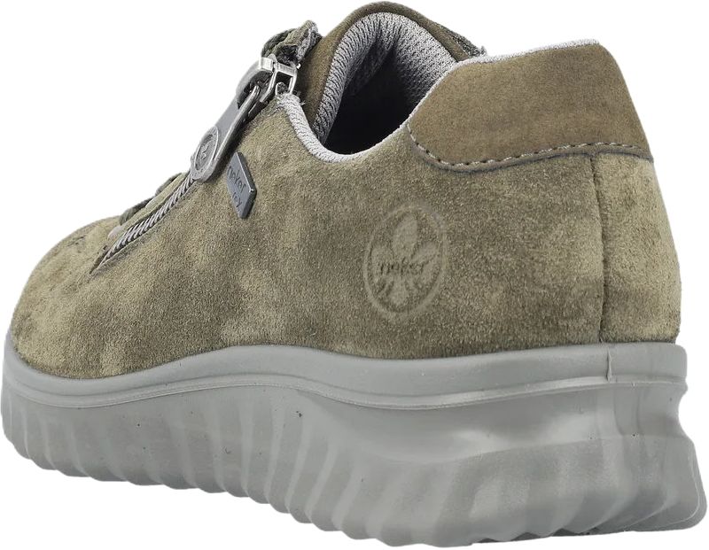 Olivefarbener Wildleder Keilabsatz Schnürsneaker