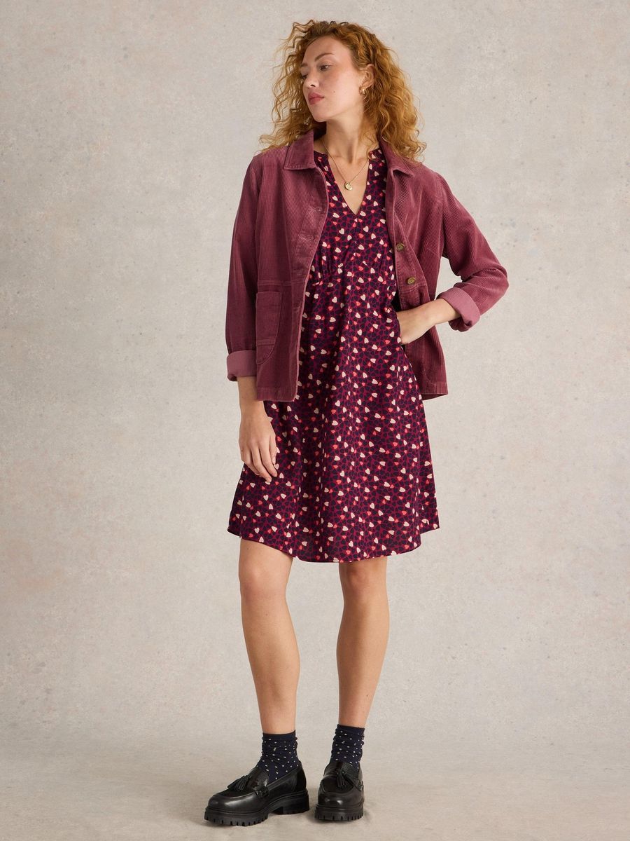 A-Linien Minikleid mit Herzmuster