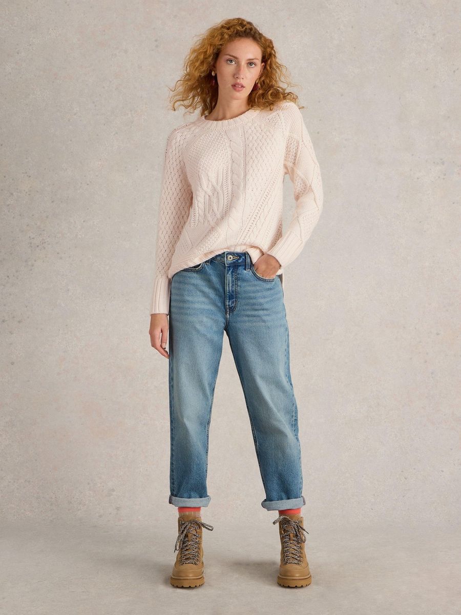 Patchwork-Strickpullover mit Strukturmuster