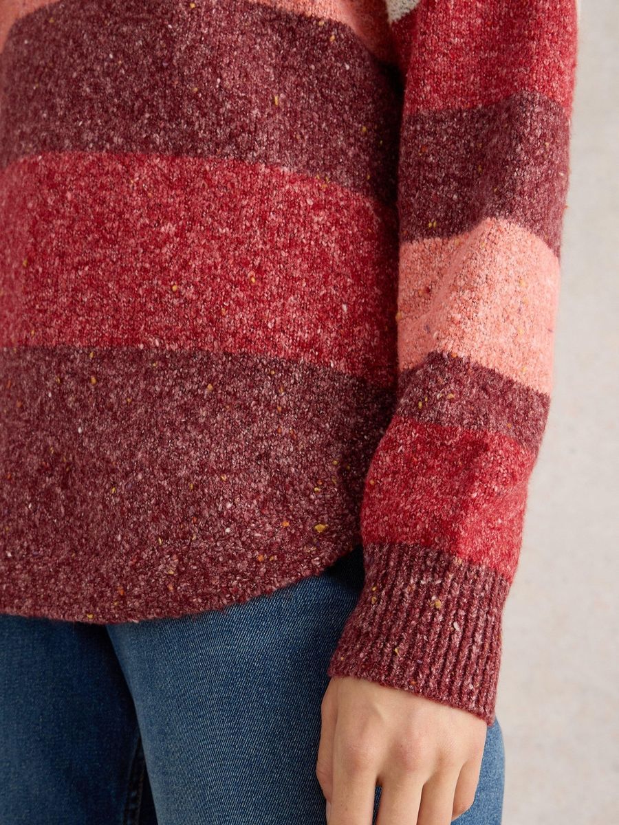 Gestreifter Rundhals Strickpullover