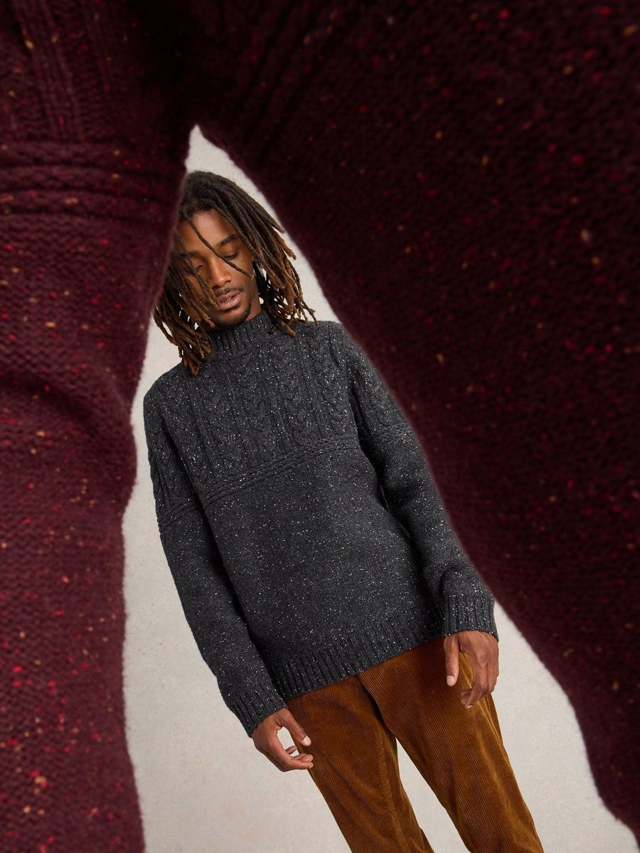 Strukturierter Rundhals-Pullover aus Lammmischung