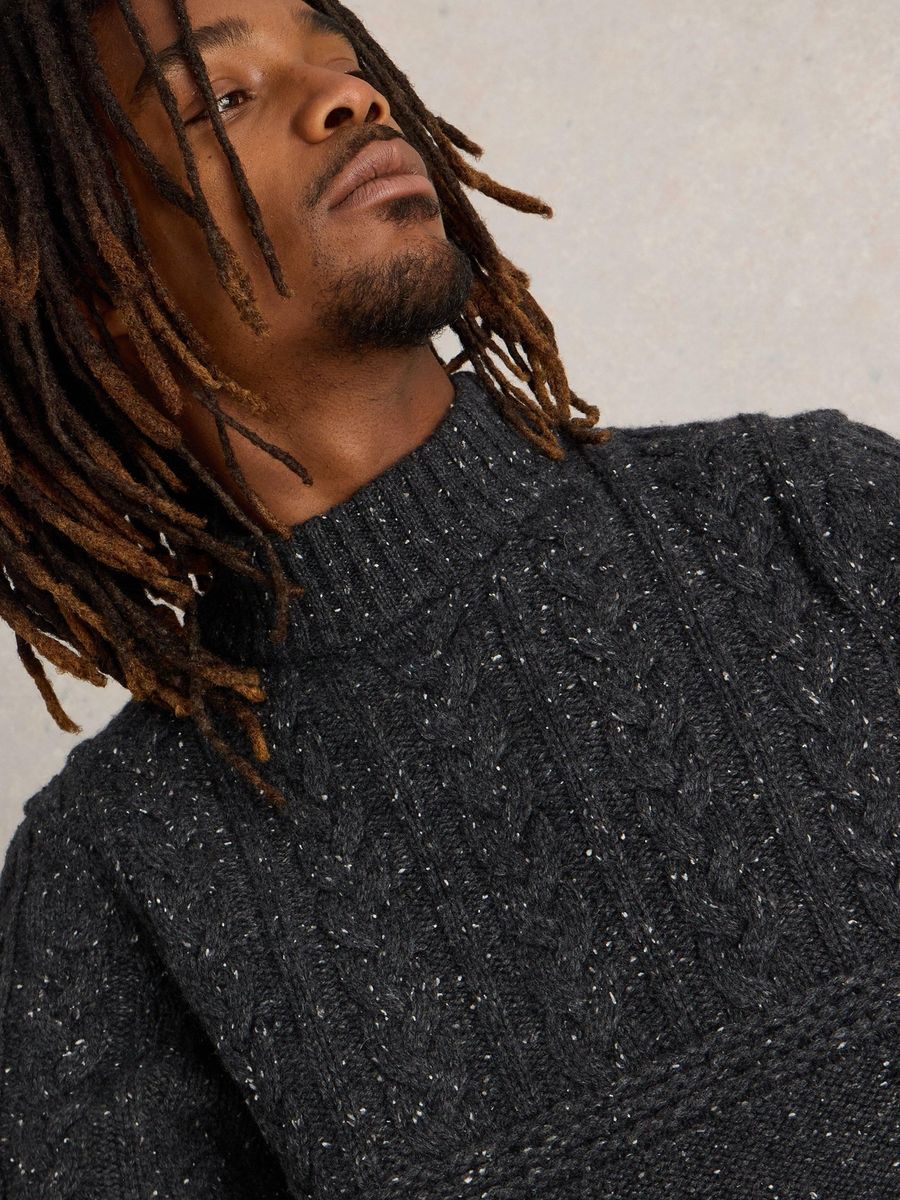 Strukturierter Rundhals-Pullover aus Lammmischung