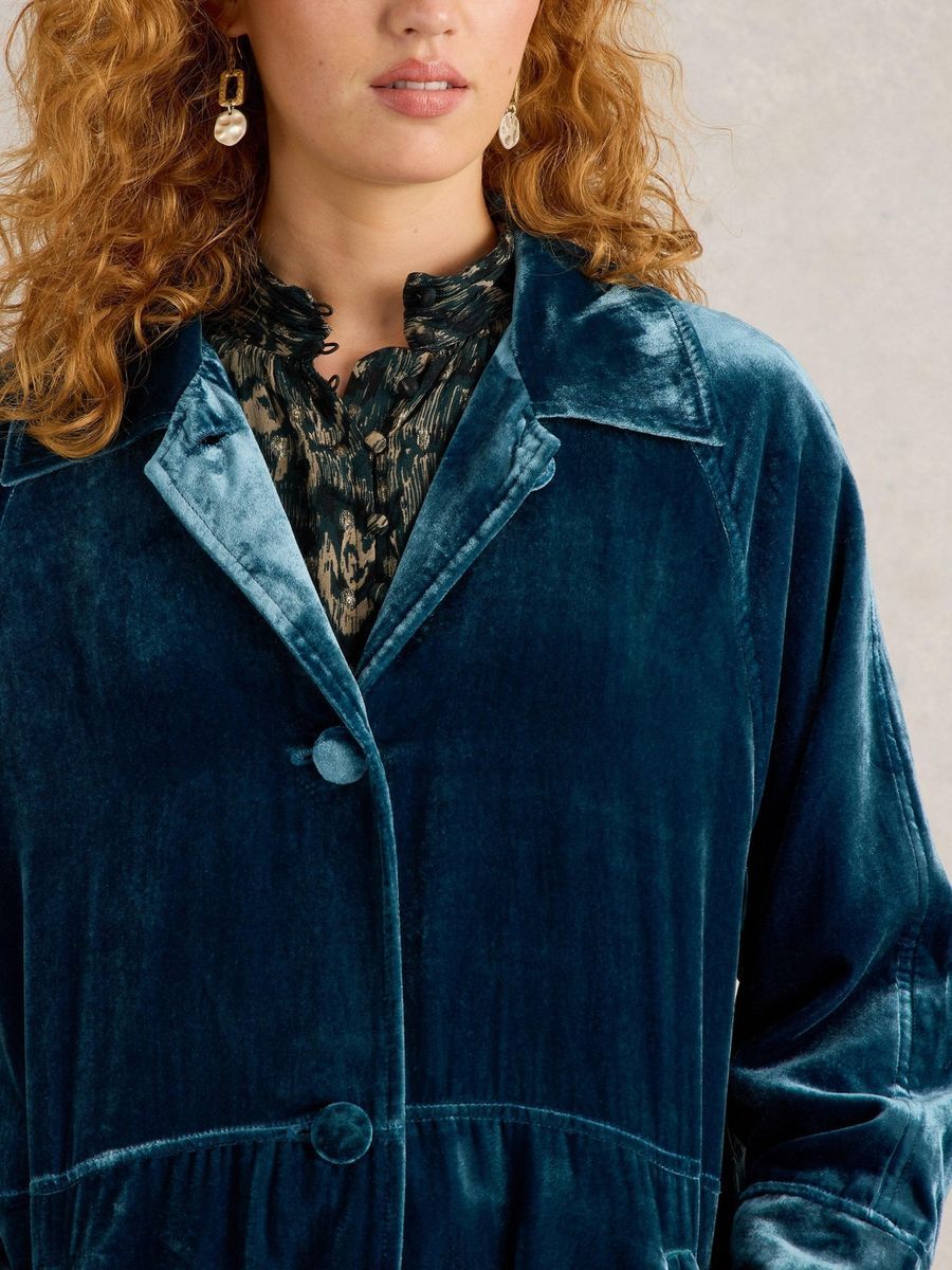 Samt Duster Coat mit Kragen