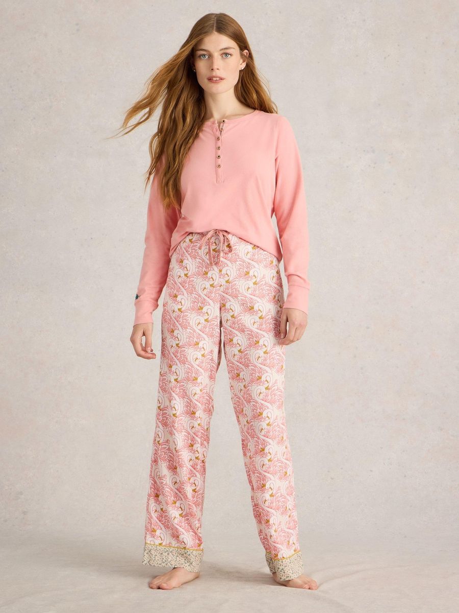 Henley-Pyjamaoberteil aus Jersey mit langen Ärmeln