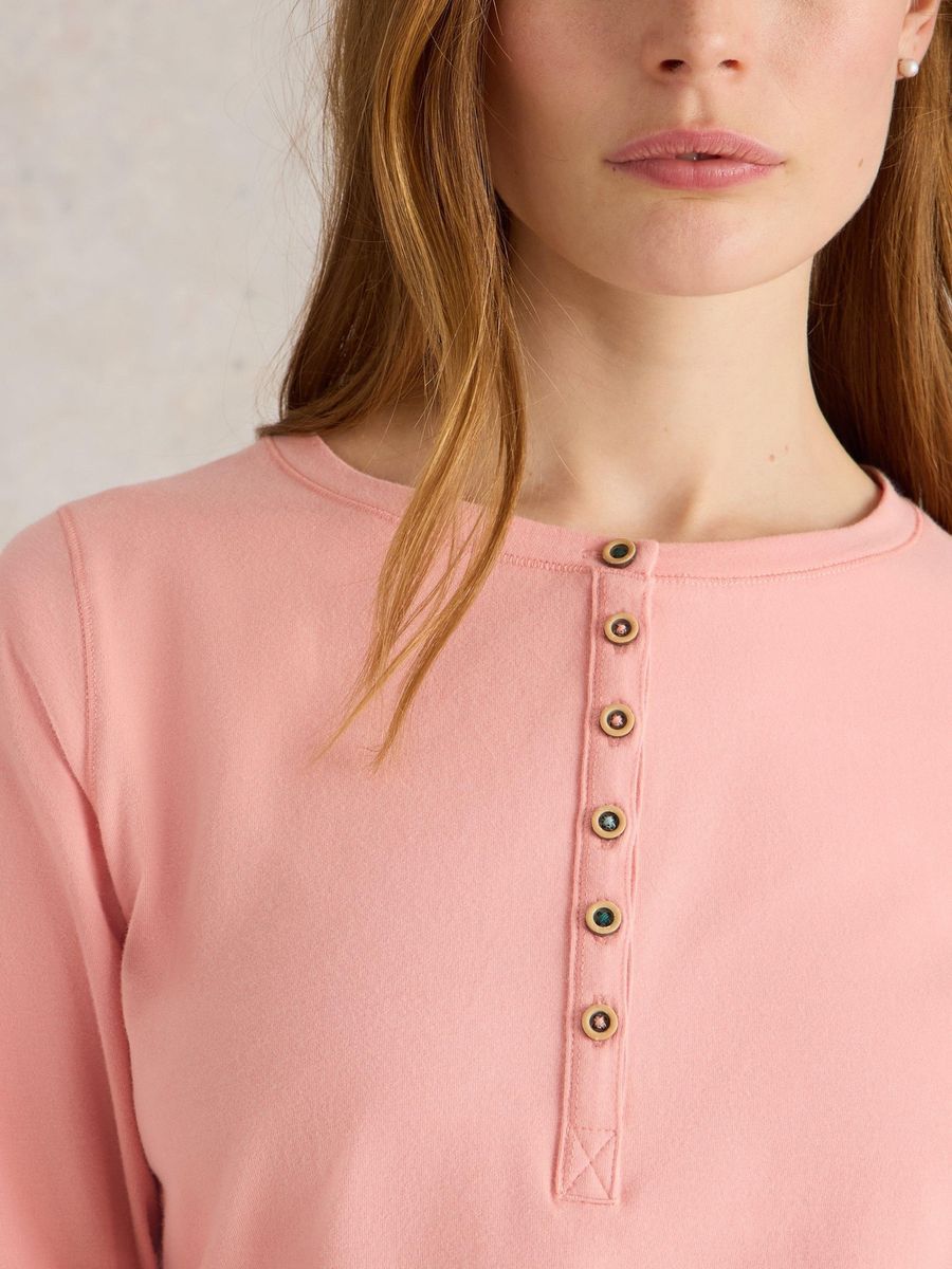Henley-Pyjamaoberteil aus Jersey mit langen Ärmeln