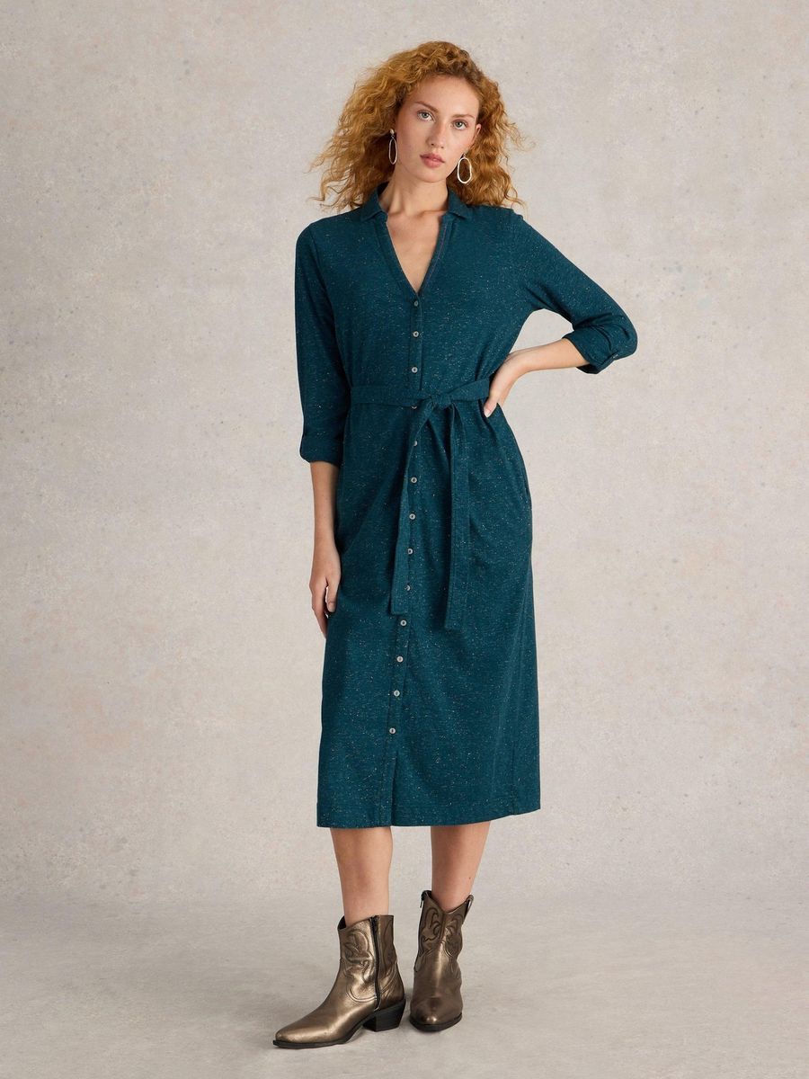 Glitzerndes Jersey-Midi-Hemdkleid