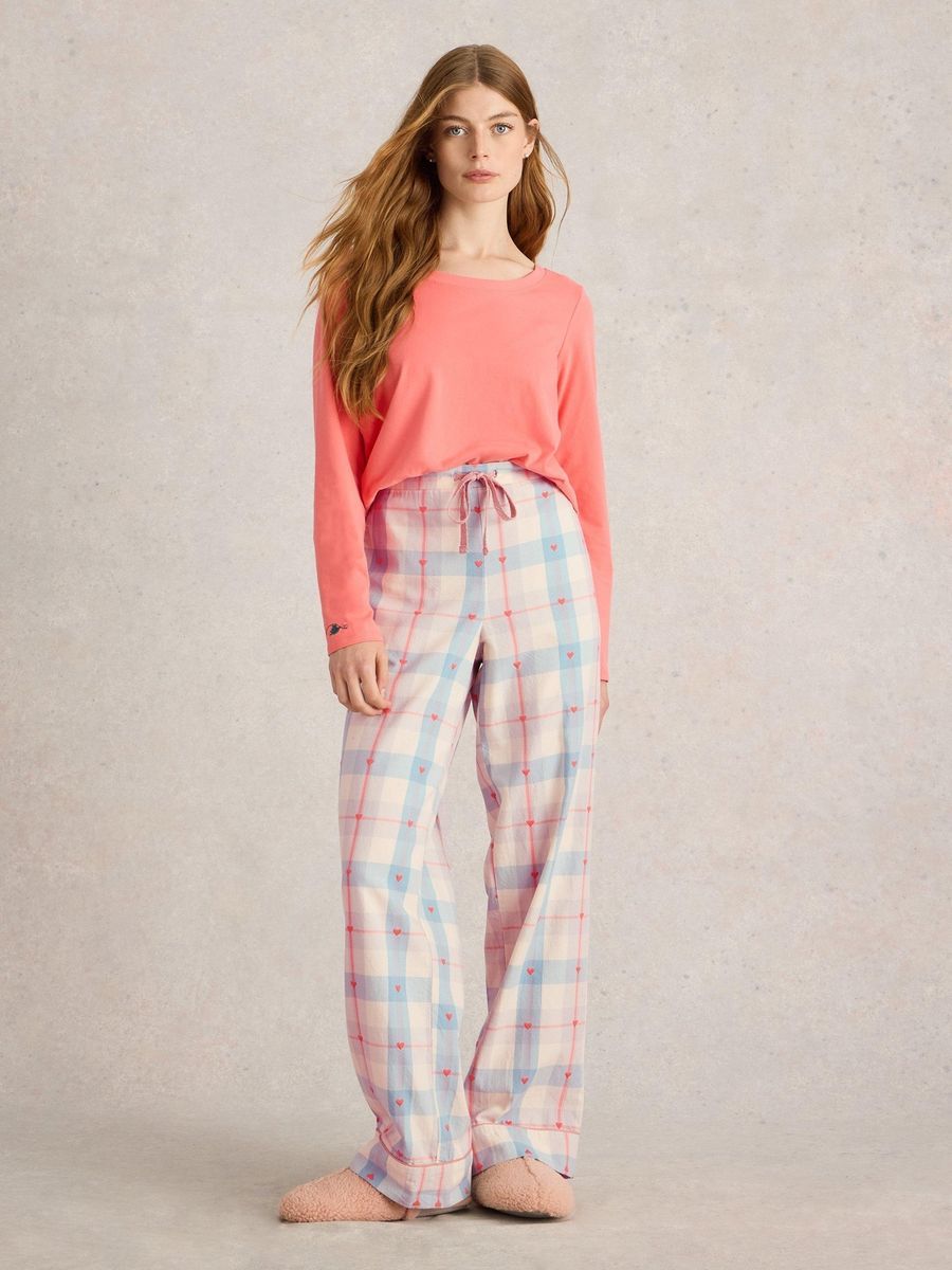 Karierte Loungewear-Hose mit Herzdetails