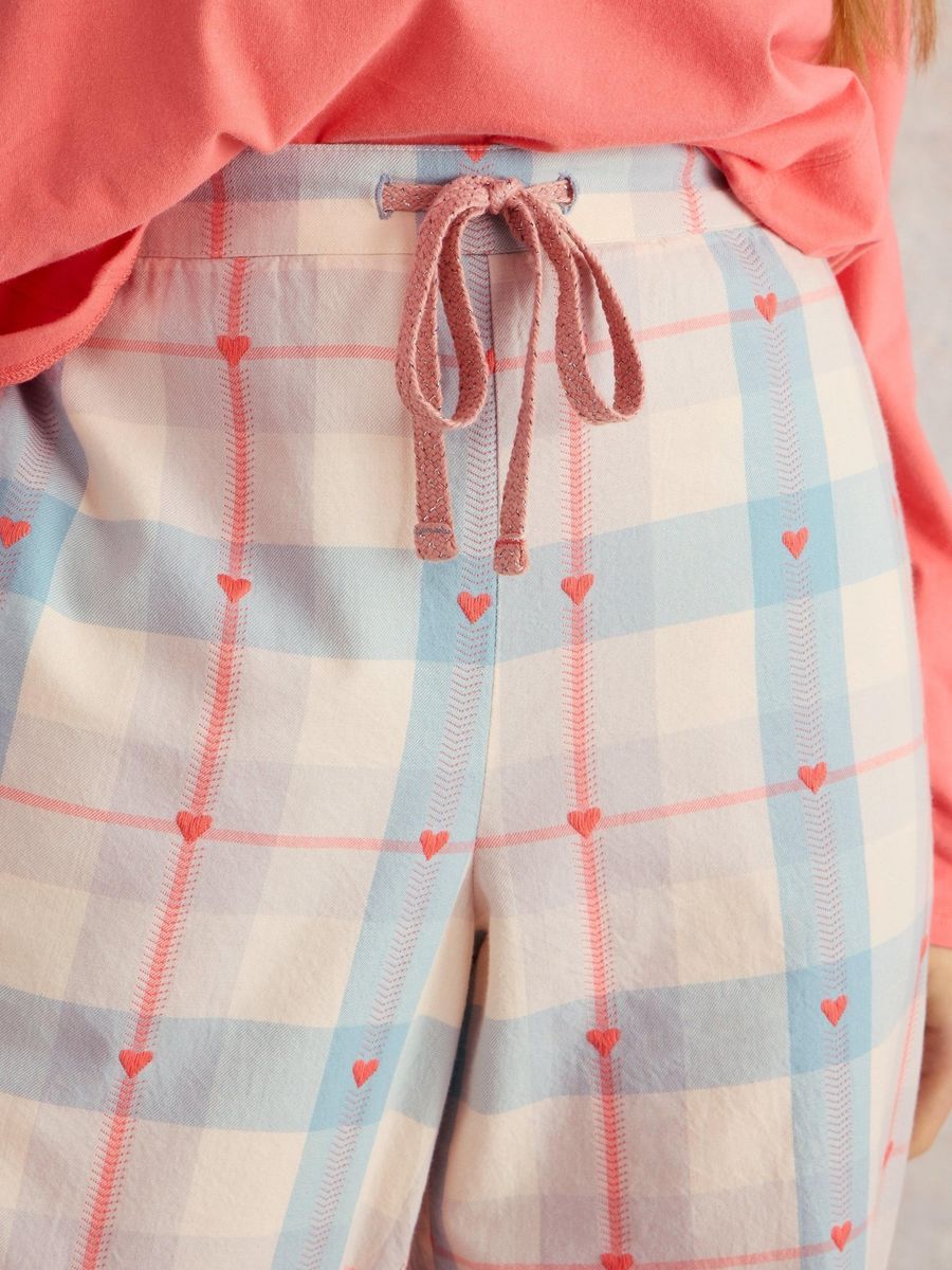 Karierte Loungewear-Hose mit Herzdetails