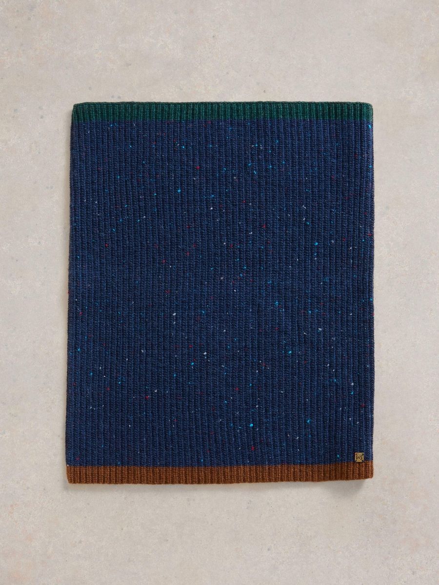 Grobstrick Schlauchschal mit Colorblock-Abschluss