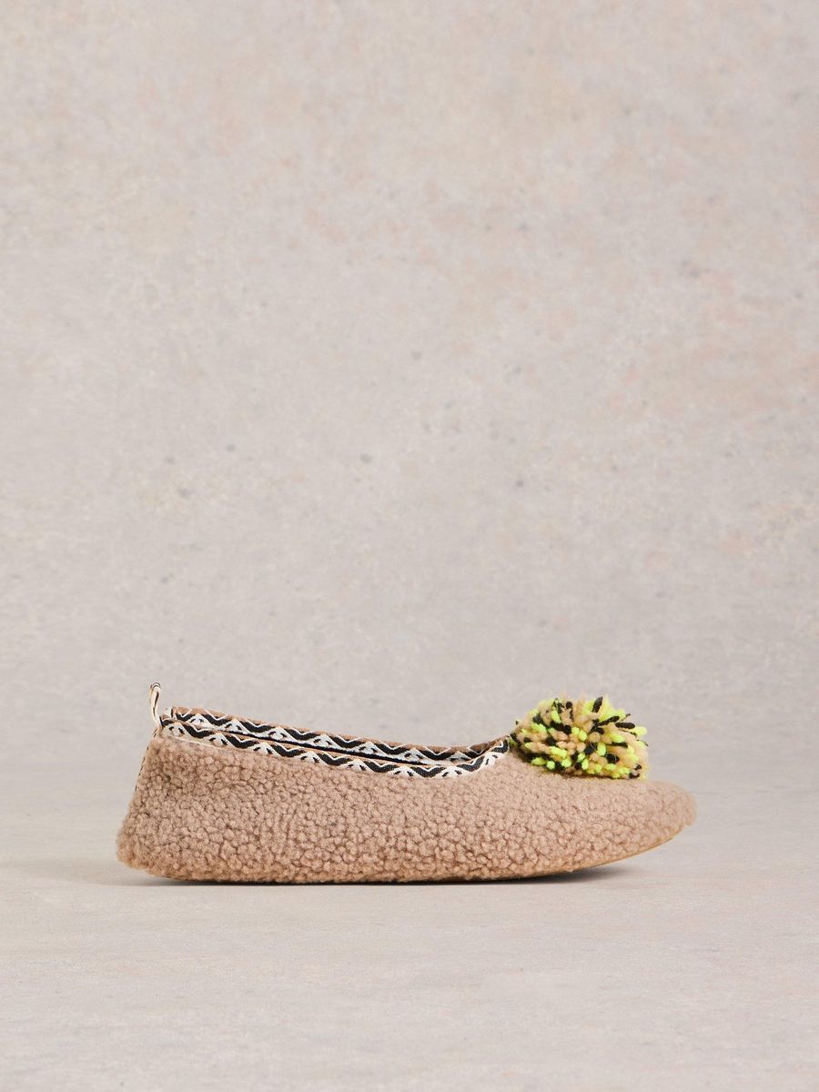 Fuzzy Ballerina Hausschuhe mit Bommel