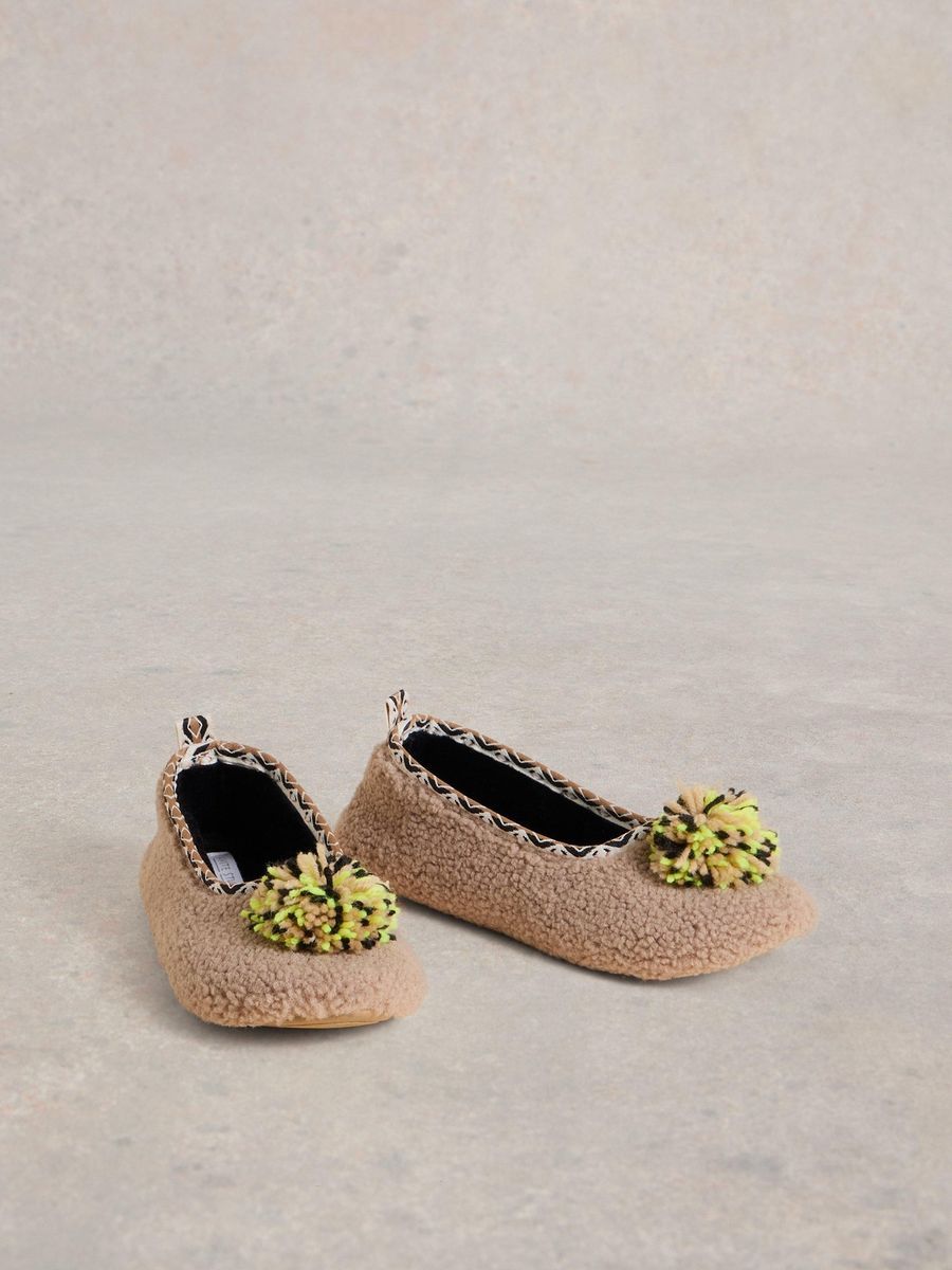 Fuzzy Ballerina Hausschuhe mit Bommel