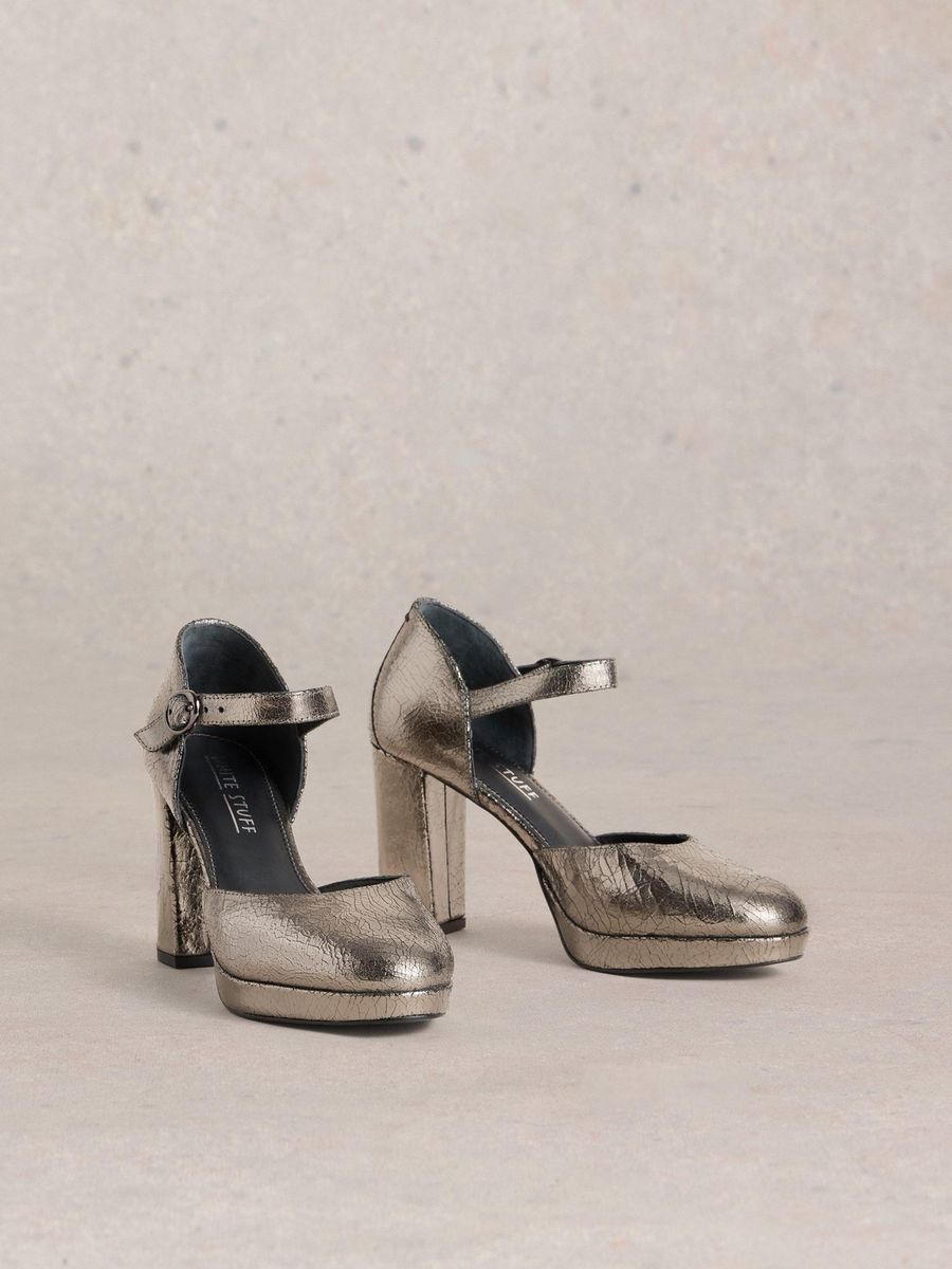 Metallic Mary Jane Plateau Pumps