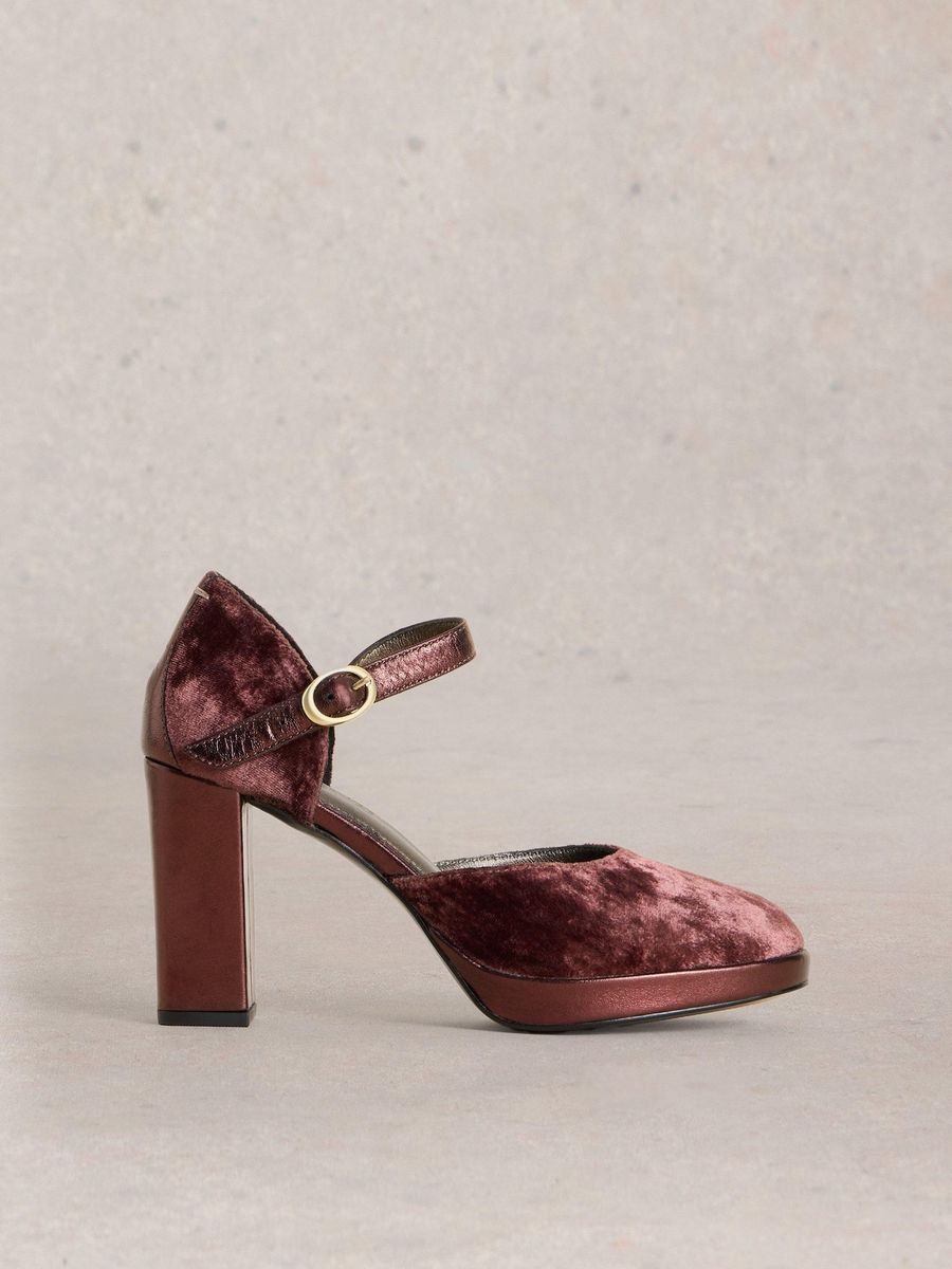 Plateau-Mary-Jane-Pumps aus Samt